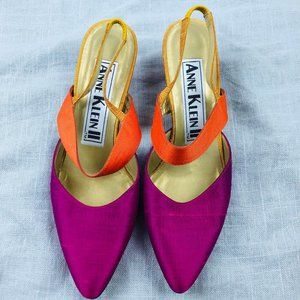 Vintage very rare Anne Klein II silk heels sz 6